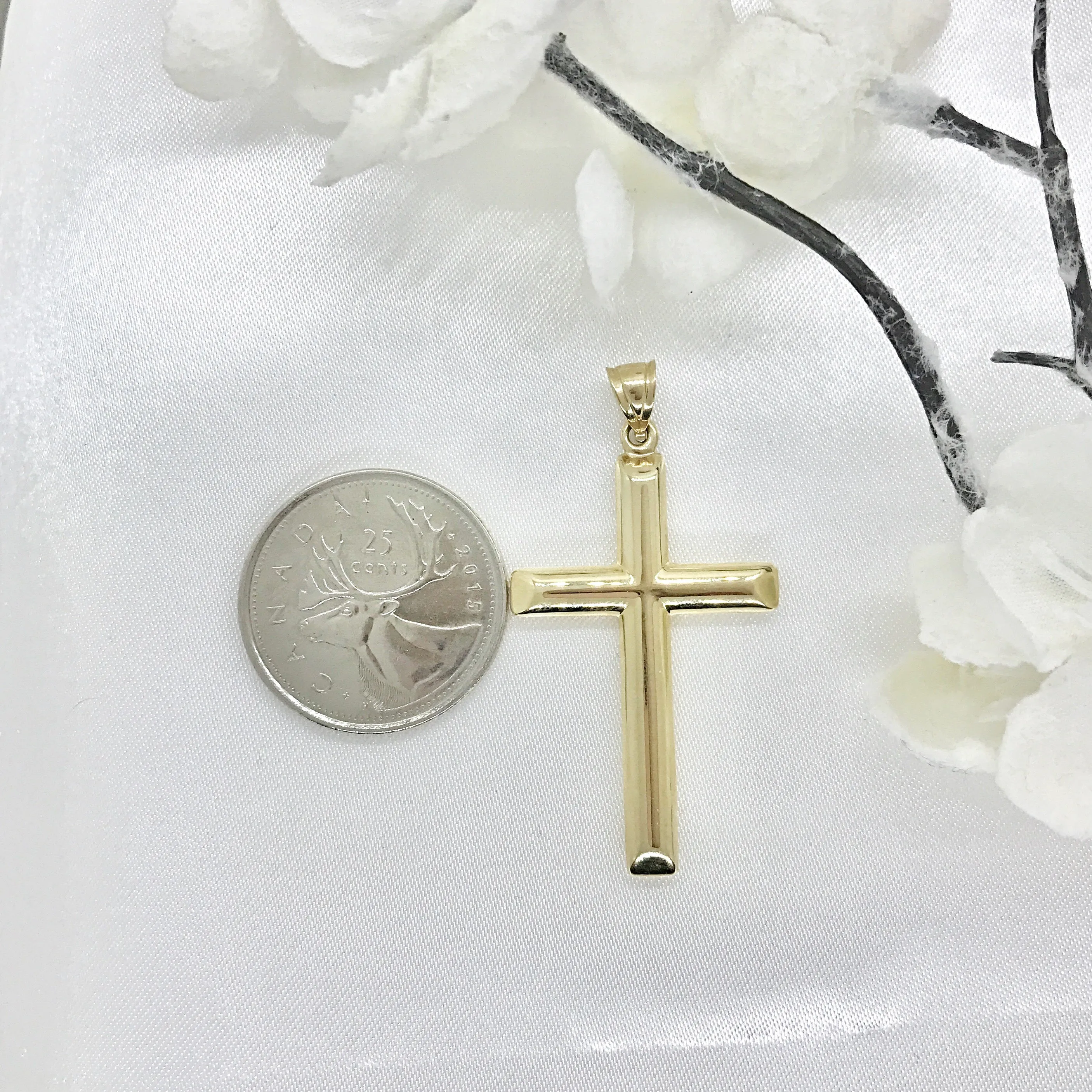 10k Gold Modern Tube Cross