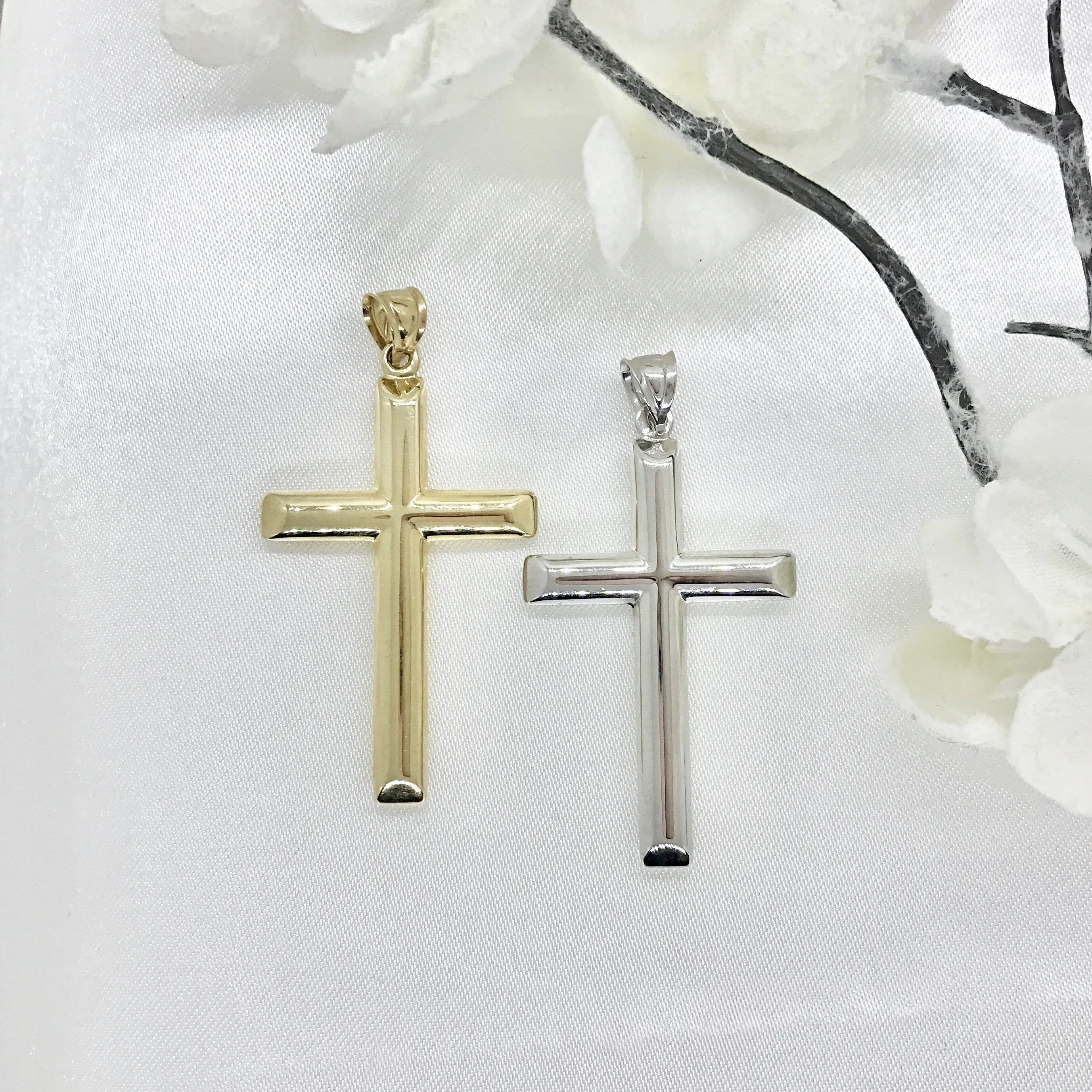 10k Gold Modern Tube Cross