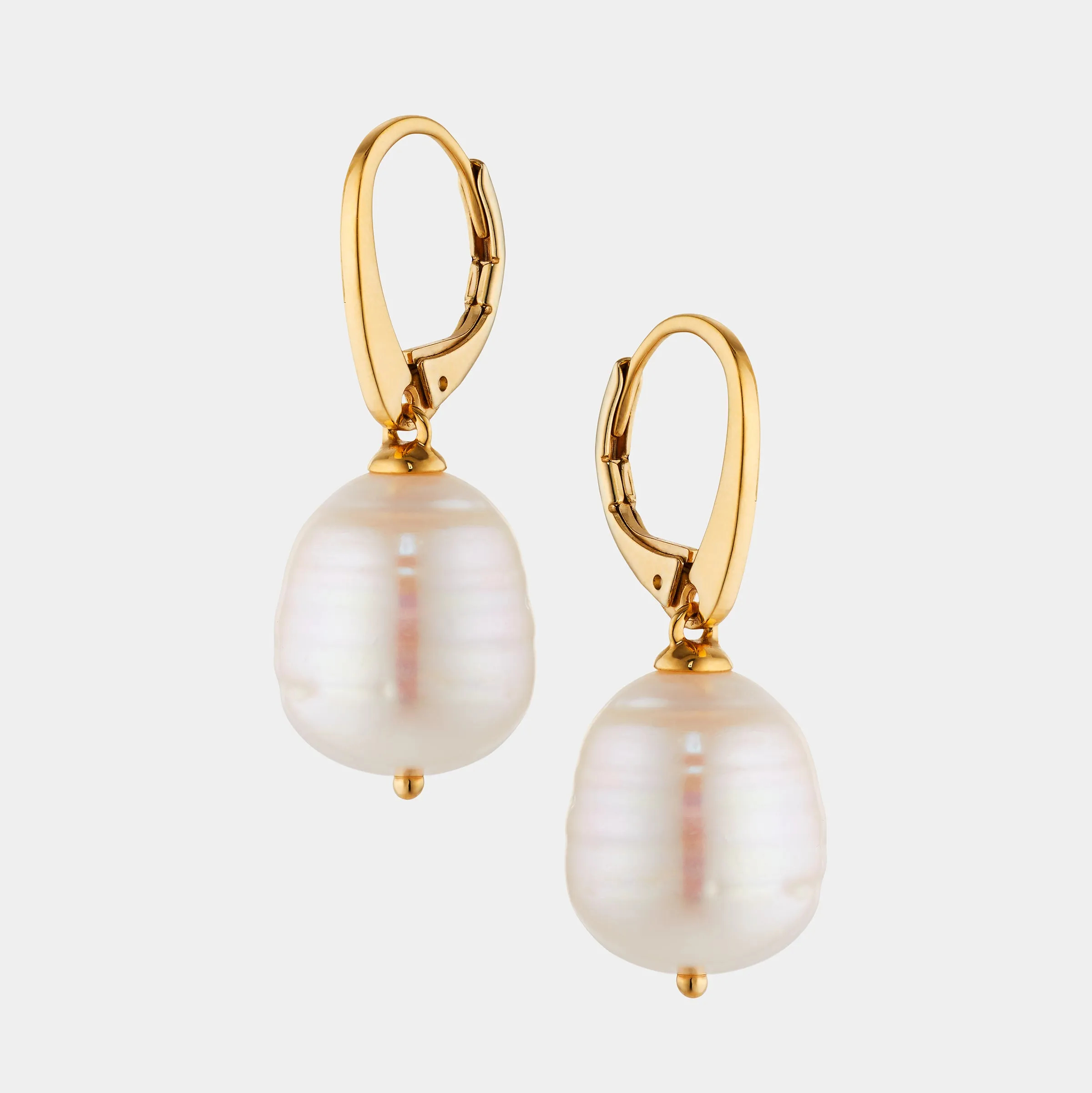 12MM GENUINE FRESHWATER PEARL LEVERBACK EARRINGS