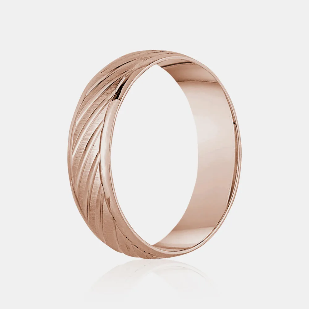 14K Diagonal Polished Lines Wedding Band