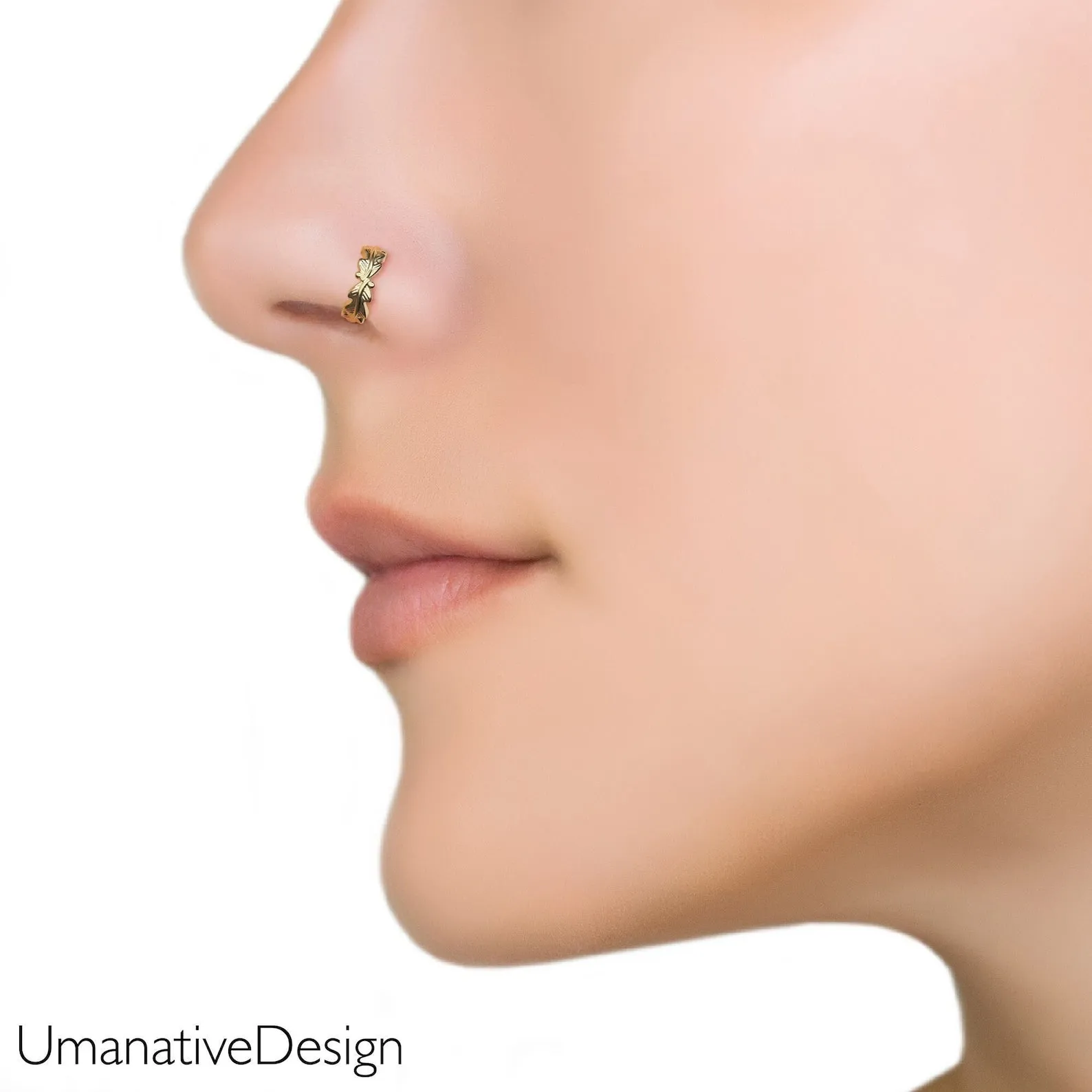 14K Gold Bohemian Nose Clicker Hoop