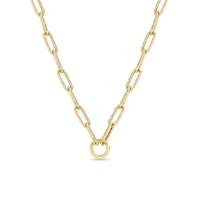 14k Gold Large Paperclip Chain Round Enhancer Necklace