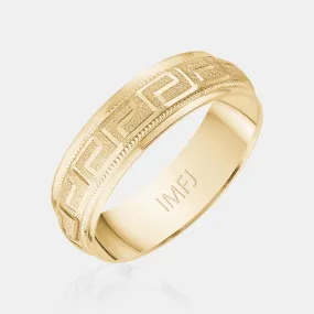 14K Greek Symbol with Milgrain Wedding Band