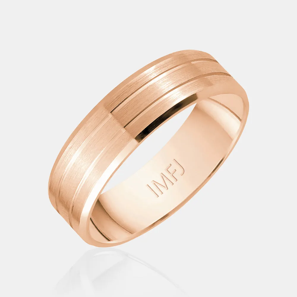 14K Matte Finish Double Line Wedding Band