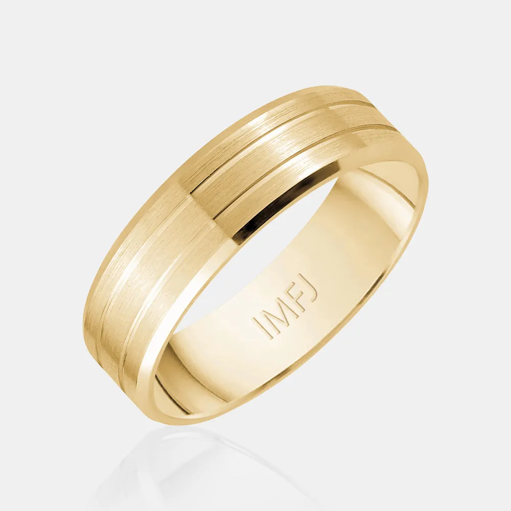 14K Matte Finish Double Line Wedding Band