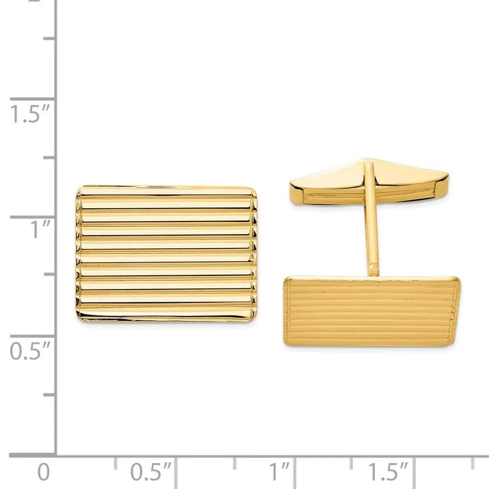 14k Real Gold Men's Grooved Cuff Links