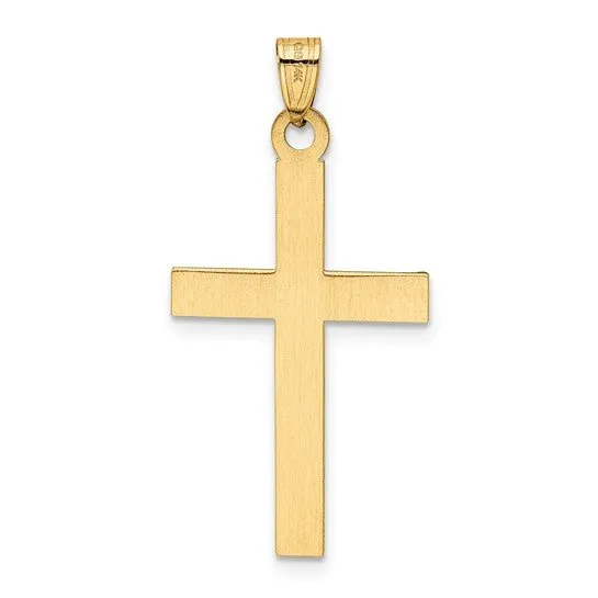 14K Y Gold Etched Cross 1.2grms