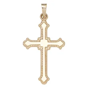 14k Yellow Gold Open Cross Charm Pendant