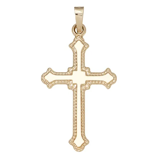 14k Yellow Gold Open Cross Charm Pendant