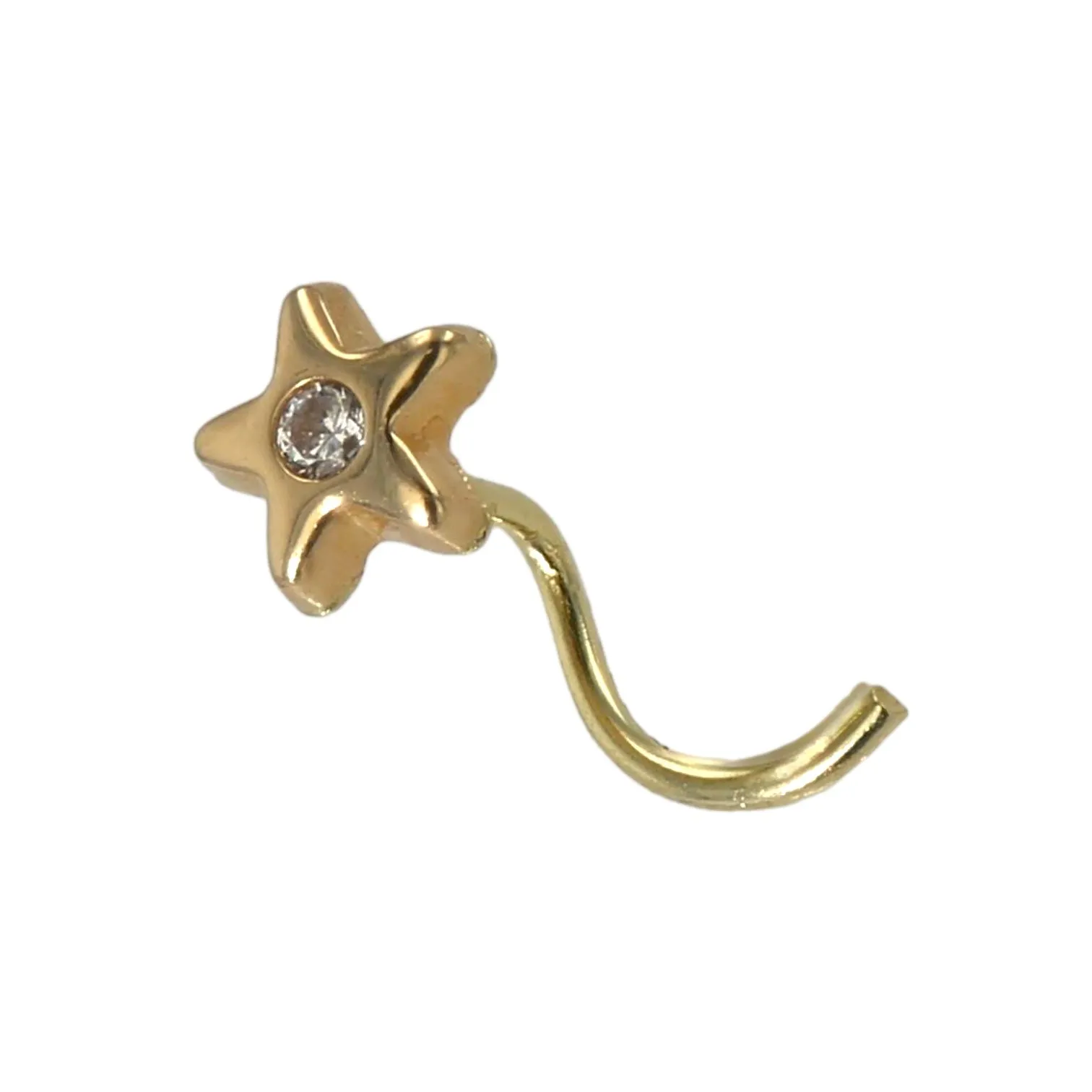 14K yellow gold star nose piercing-225346