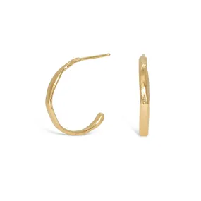 18K Organic Hammered Hoops Medium