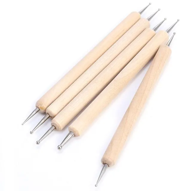 5 Pcs/Sets Nail Art Pen 2 In 1 Double Ends Dotting Drawing Painting UV Gel Liner Polish Brush Set Nail Art Dotting Tools