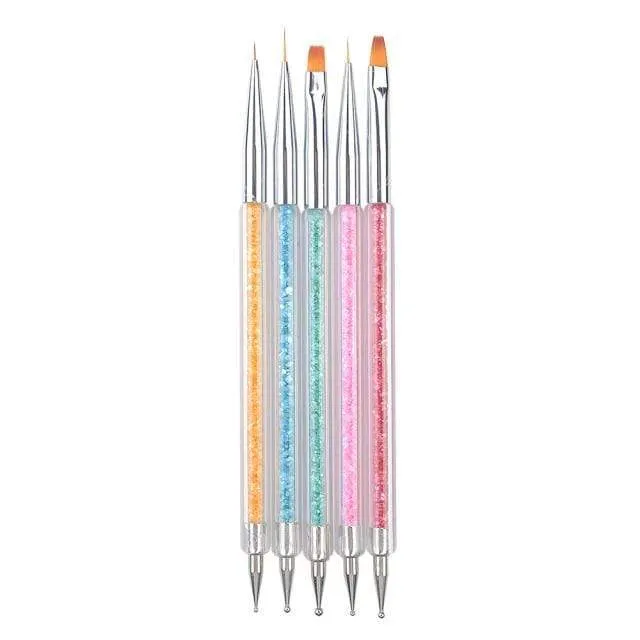 5 Pcs/Sets Nail Art Pen 2 In 1 Double Ends Dotting Drawing Painting UV Gel Liner Polish Brush Set Nail Art Dotting Tools