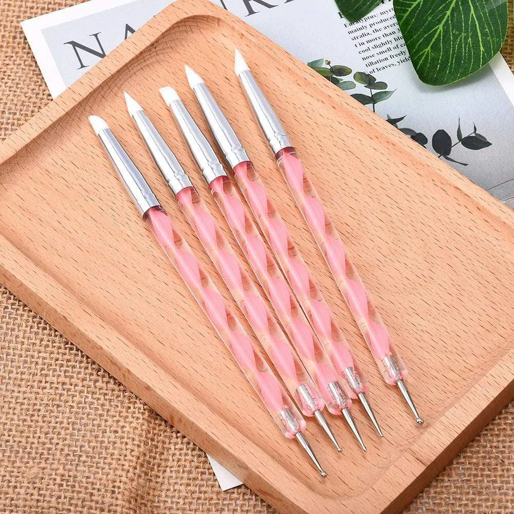 5 Pcs/Sets Nail Art Pen 2 In 1 Double Ends Dotting Drawing Painting UV Gel Liner Polish Brush Set Nail Art Dotting Tools