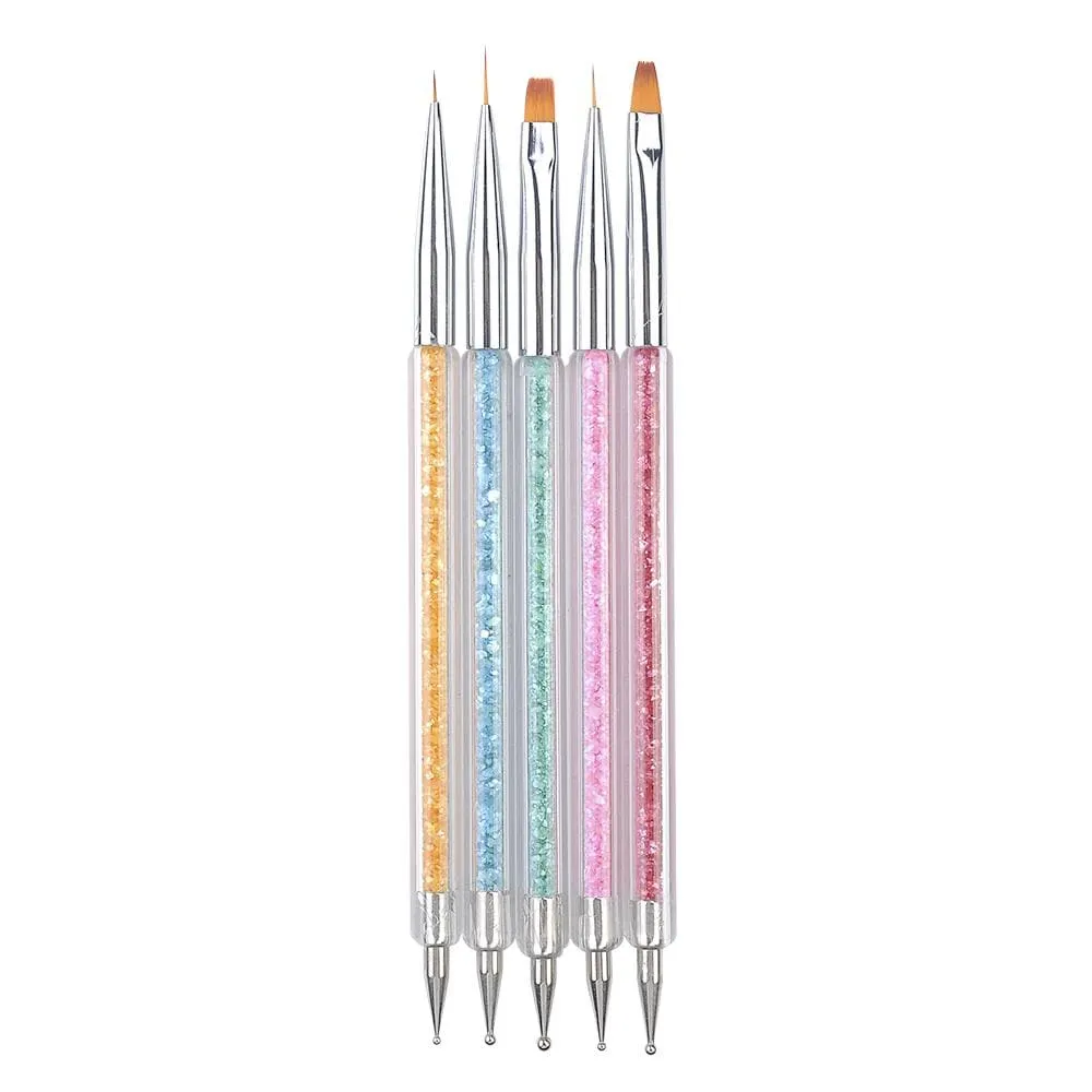 5 Pcs/Sets Nail Art Pen 2 In 1 Double Ends Dotting Drawing Painting UV Gel Liner Polish Brush Set Nail Art Dotting Tools