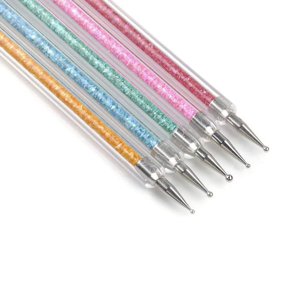 5 Pcs/Sets Nail Art Pen 2 In 1 Double Ends Dotting Drawing Painting UV Gel Liner Polish Brush Set Nail Art Dotting Tools