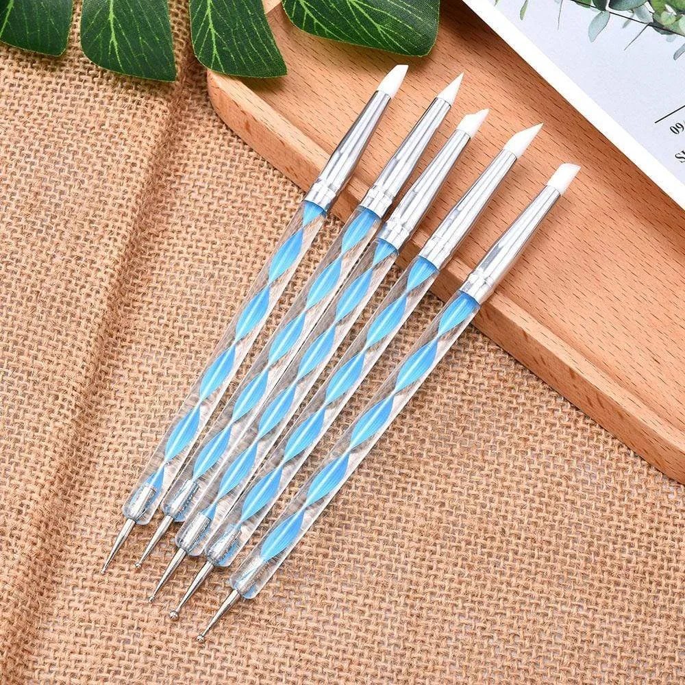 5 Pcs/Sets Nail Art Pen 2 In 1 Double Ends Dotting Drawing Painting UV Gel Liner Polish Brush Set Nail Art Dotting Tools