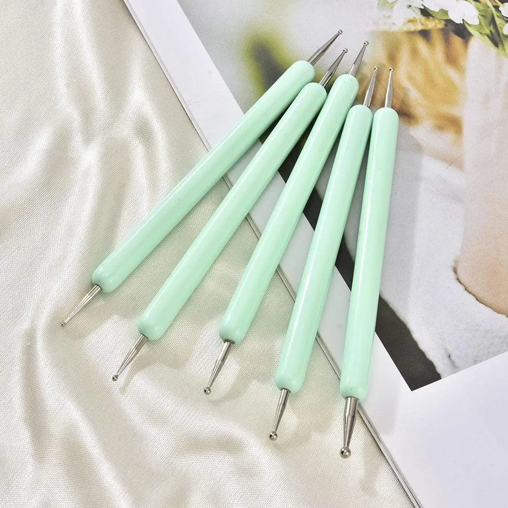 5 Pcs/Sets Nail Art Pen 2 In 1 Double Ends Dotting Drawing Painting UV Gel Liner Polish Brush Set Nail Art Dotting Tools