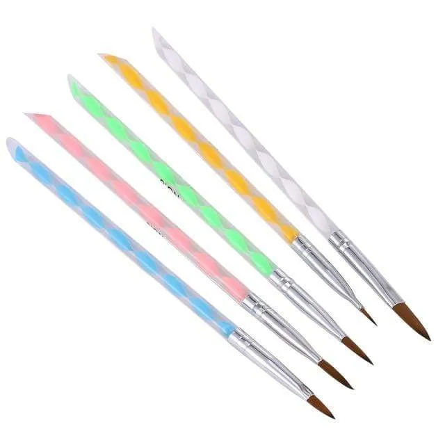 5 Pcs/Sets Nail Art Pen 2 In 1 Double Ends Dotting Drawing Painting UV Gel Liner Polish Brush Set Nail Art Dotting Tools