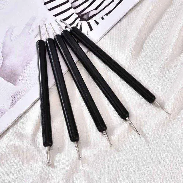 5 Pcs/Sets Nail Art Pen 2 In 1 Double Ends Dotting Drawing Painting UV Gel Liner Polish Brush Set Nail Art Dotting Tools