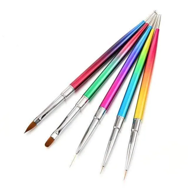 5 Pcs/Sets Nail Art Pen 2 In 1 Double Ends Dotting Drawing Painting UV Gel Liner Polish Brush Set Nail Art Dotting Tools