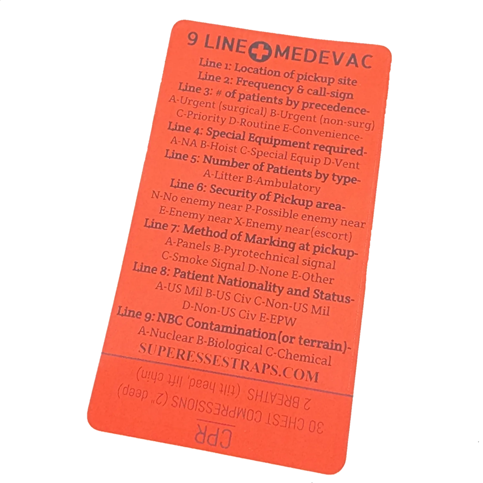 9 Line MedEvac Decal - U.S. Military Truncated Medical Evacuation Reference Sticker & CPR