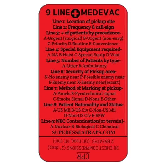 9 Line MedEvac Decal - U.S. Military Truncated Medical Evacuation Reference Sticker & CPR