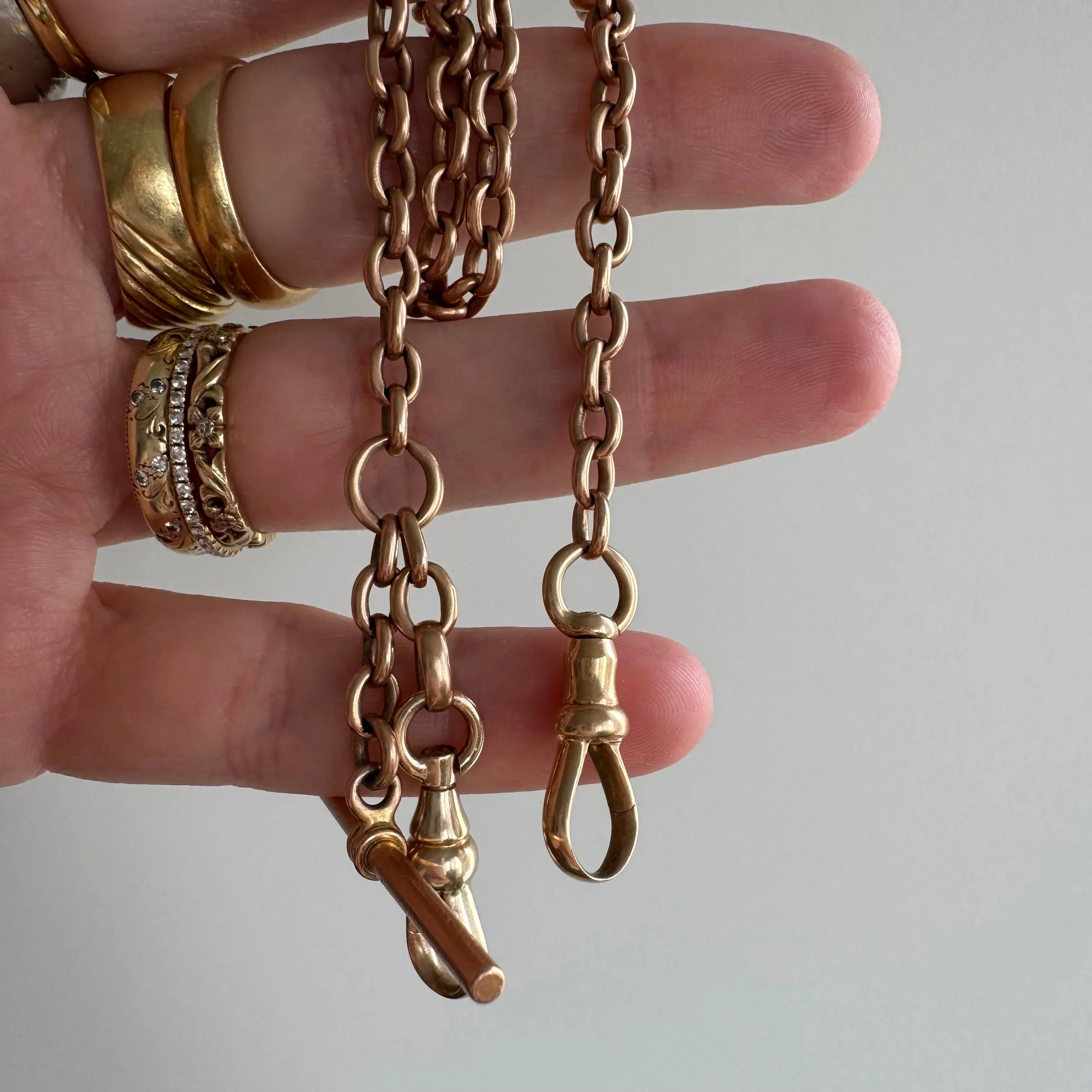 A N T I Q U E // rosy possibilities / 14k rose gold cable link watch chain / 12.25, 20g