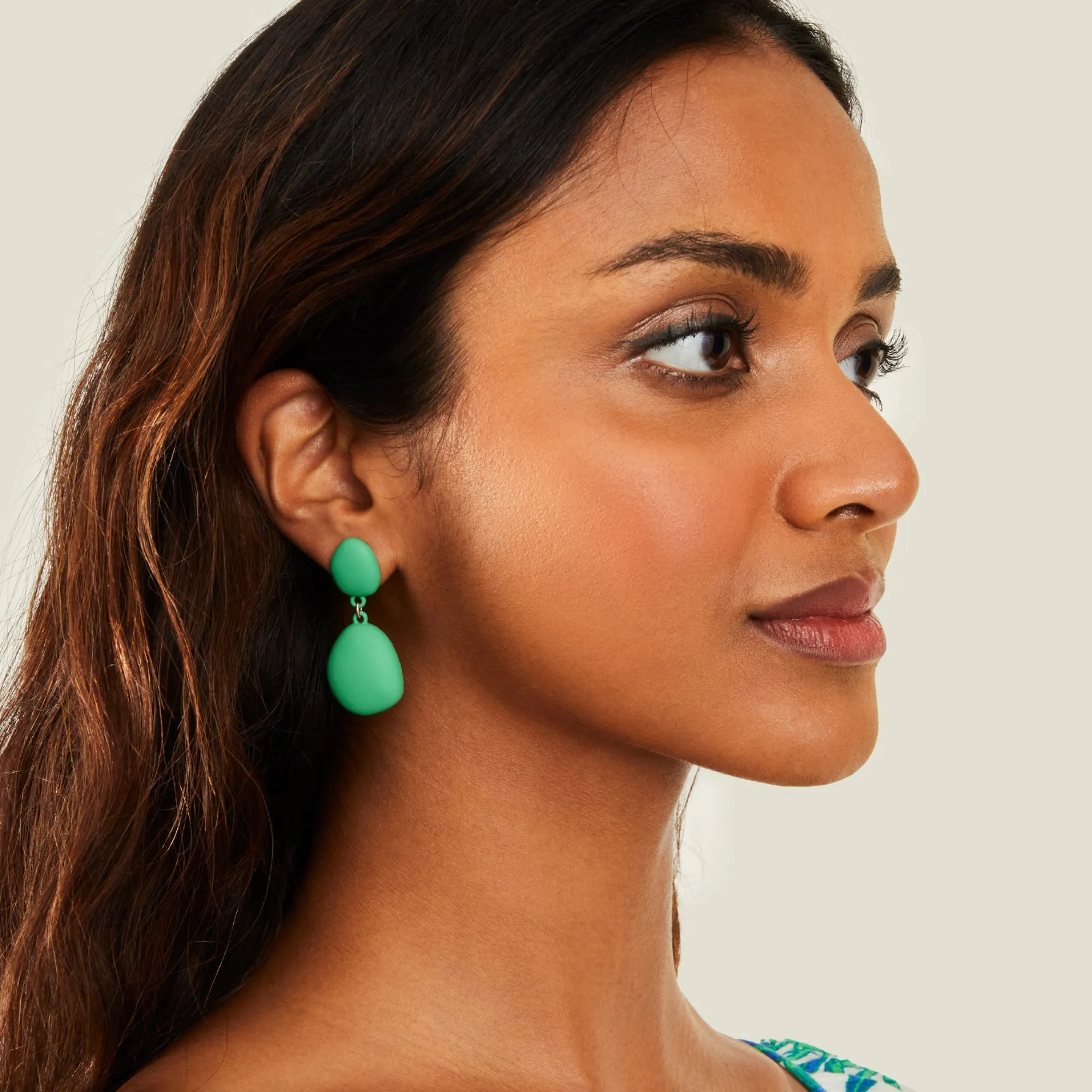 Accessorize London Women's Green Matte Drop Earrings