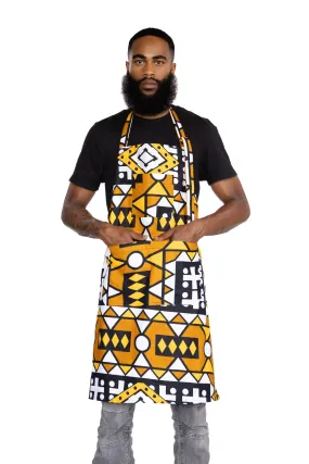 African print Apron - Mustard Yellow Samakaka