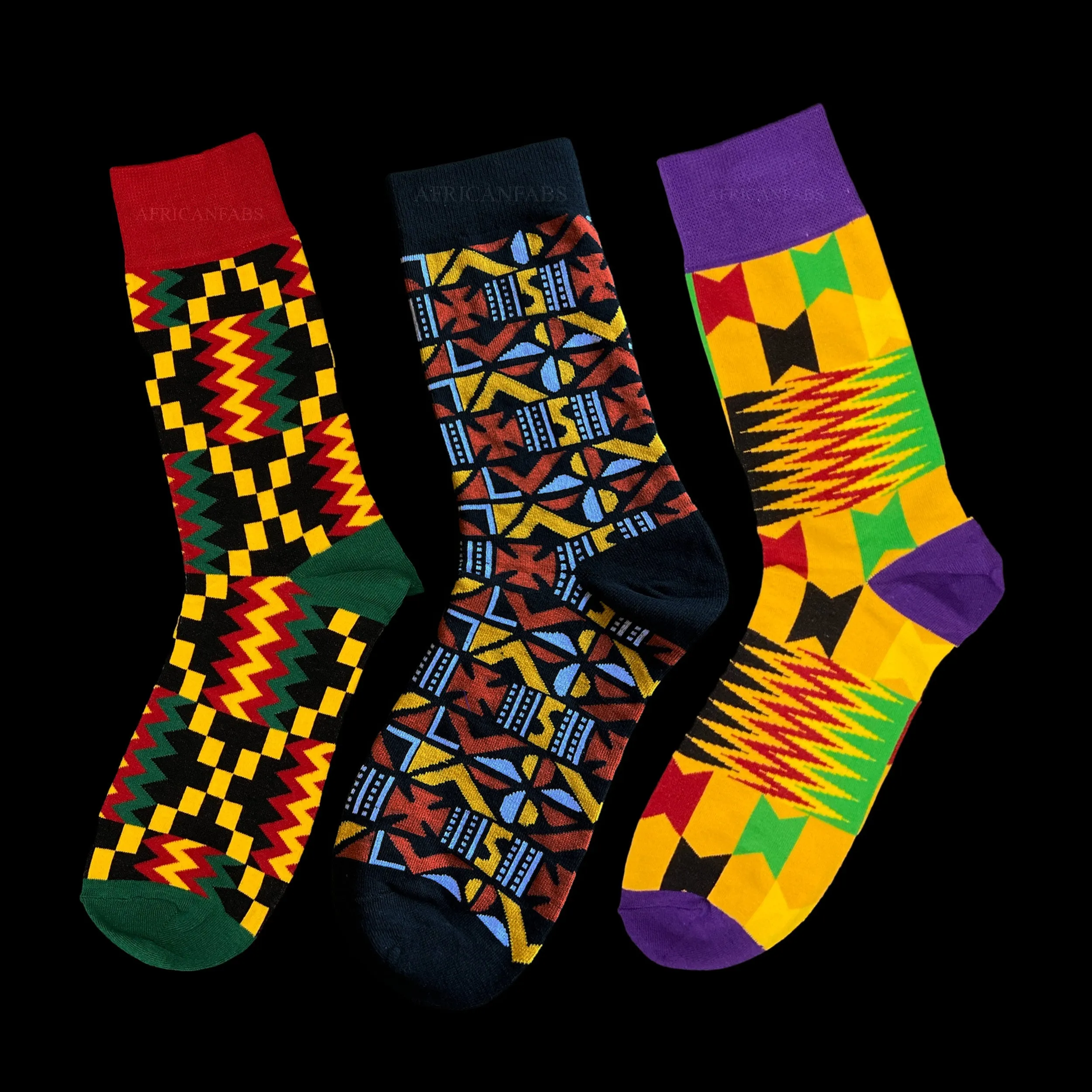 African socks / Afro socks / Set of 3 pairs