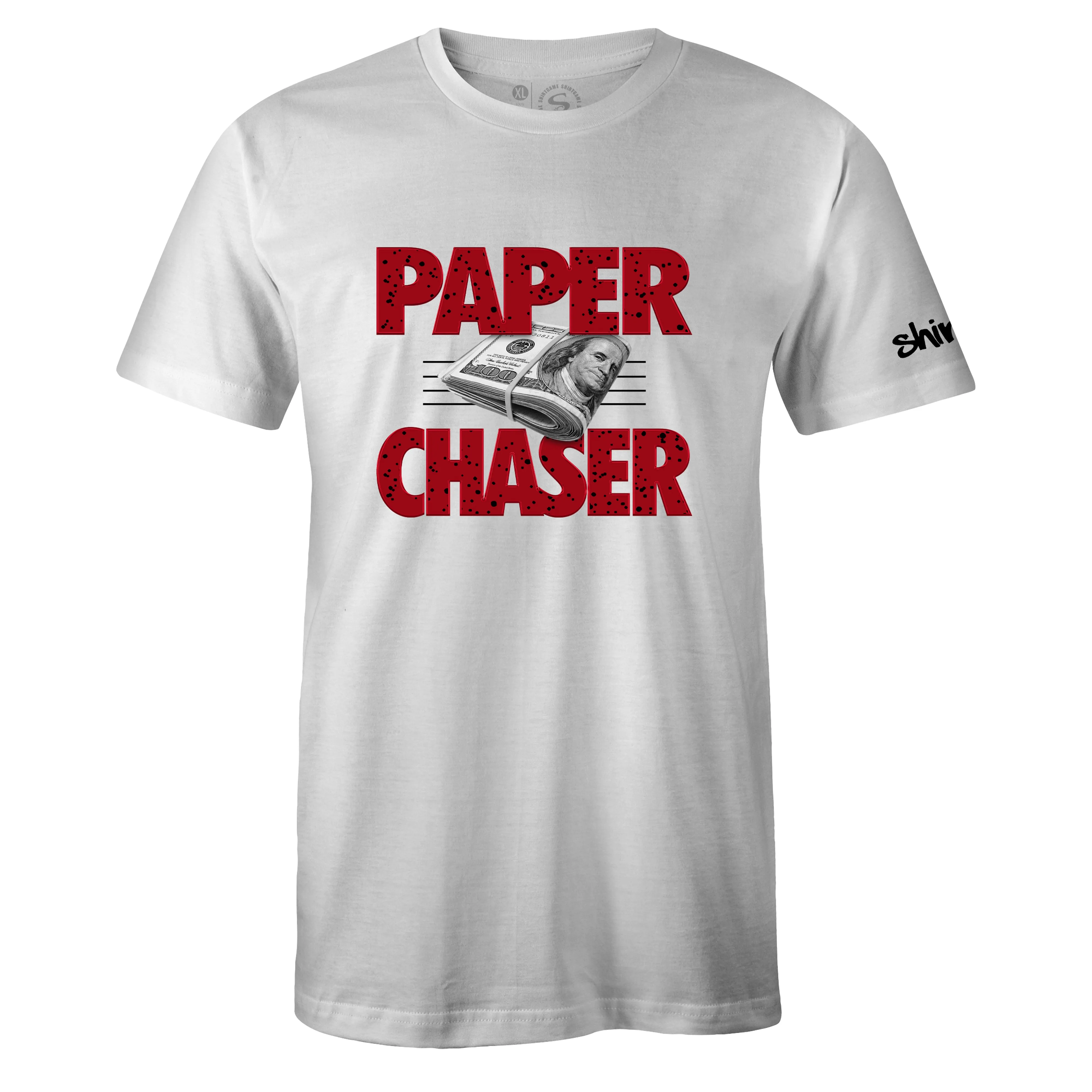 Air Jordan 4 Retro Red Cement Inspired White Crew Neck PAPER CHASER T-shirt