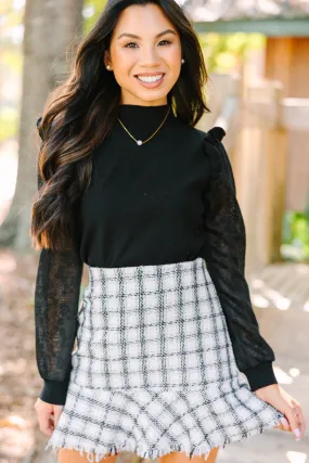 All Around The Way Black Ruffled Sweater