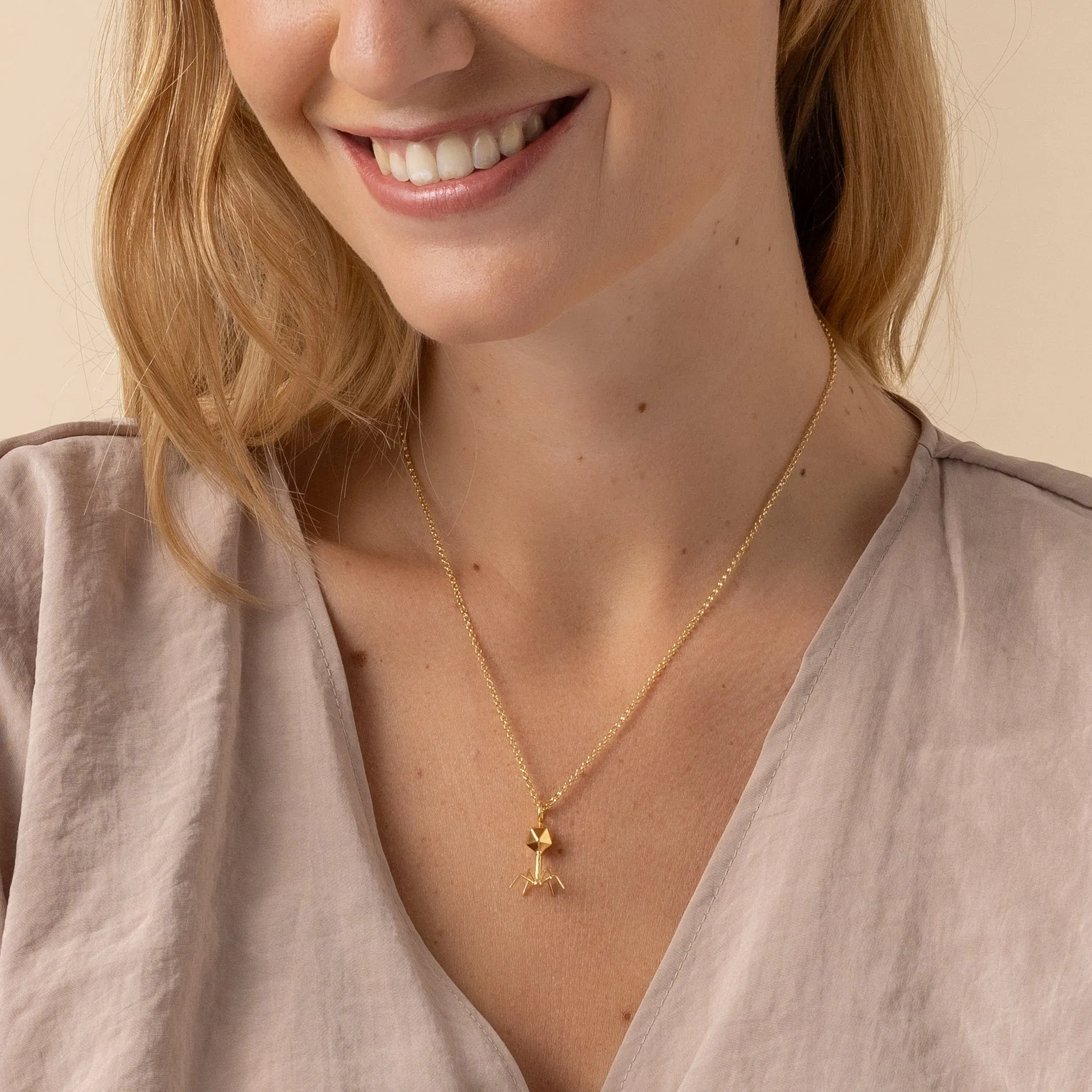 bacteriophage necklace | gold vermeil