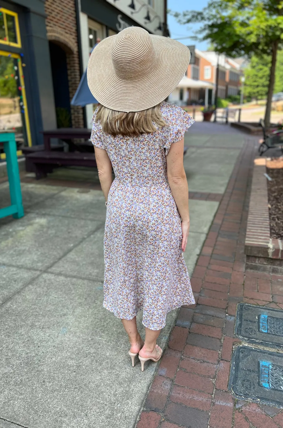 Belted Nursing Midi with Pockets- Beige Floral