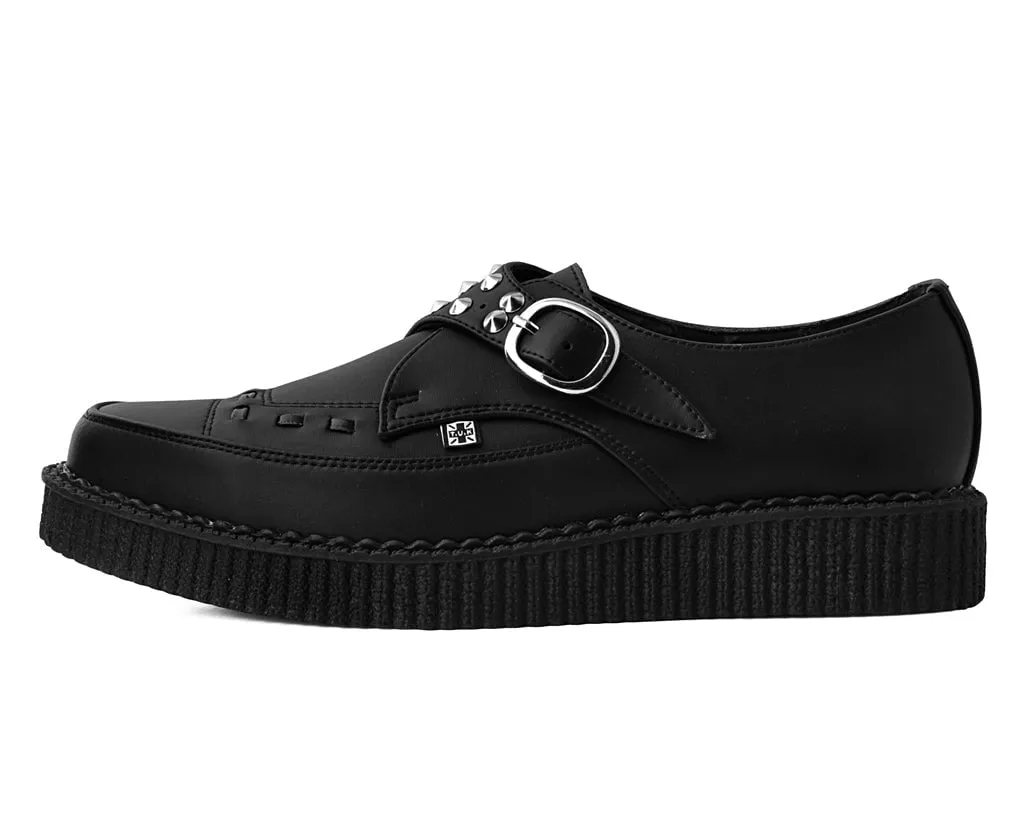 Black TUKskin Studded Buckle Pointed Creeper