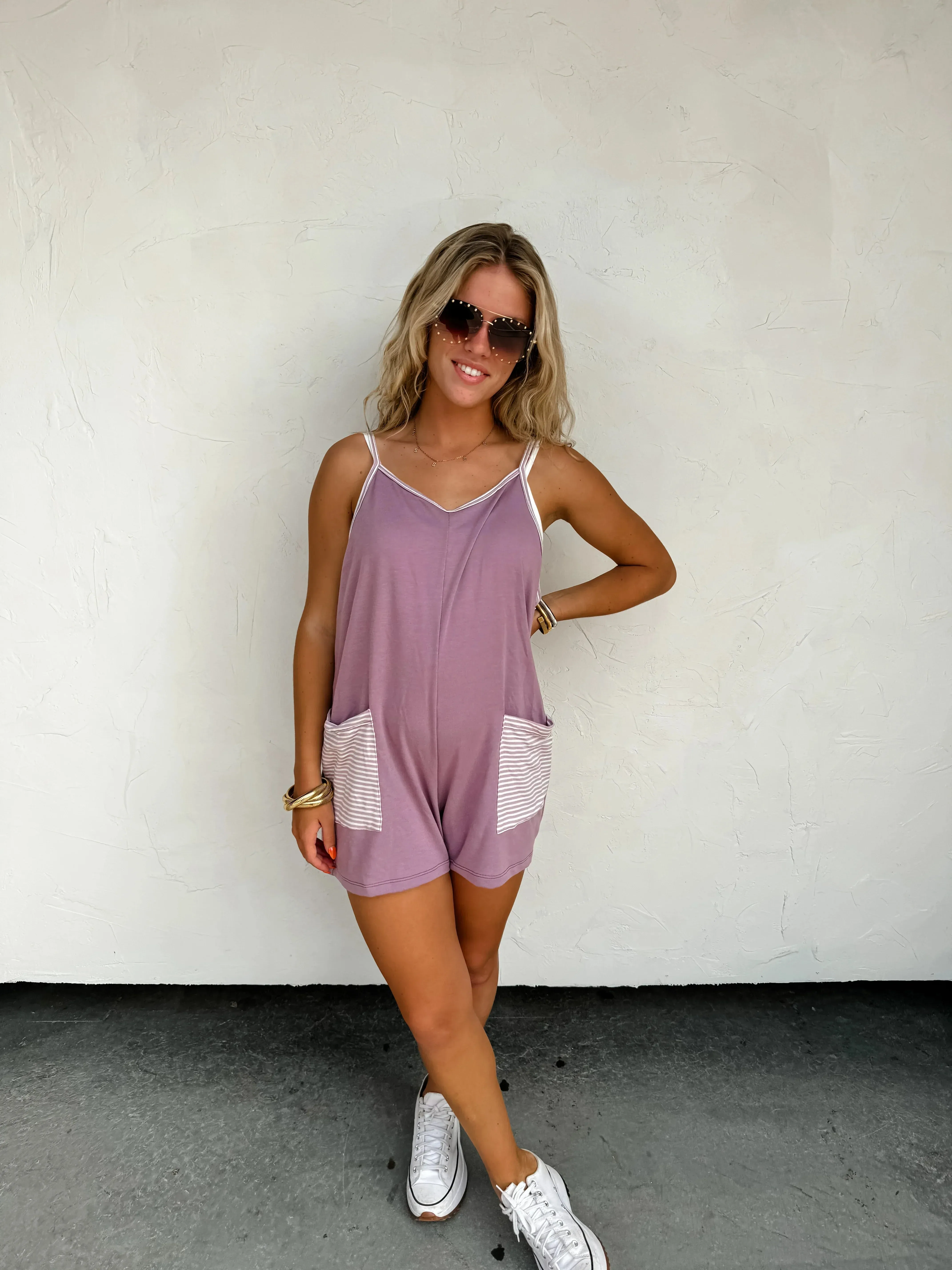 Blakeley Stripe Pocket Romper in Four Colors