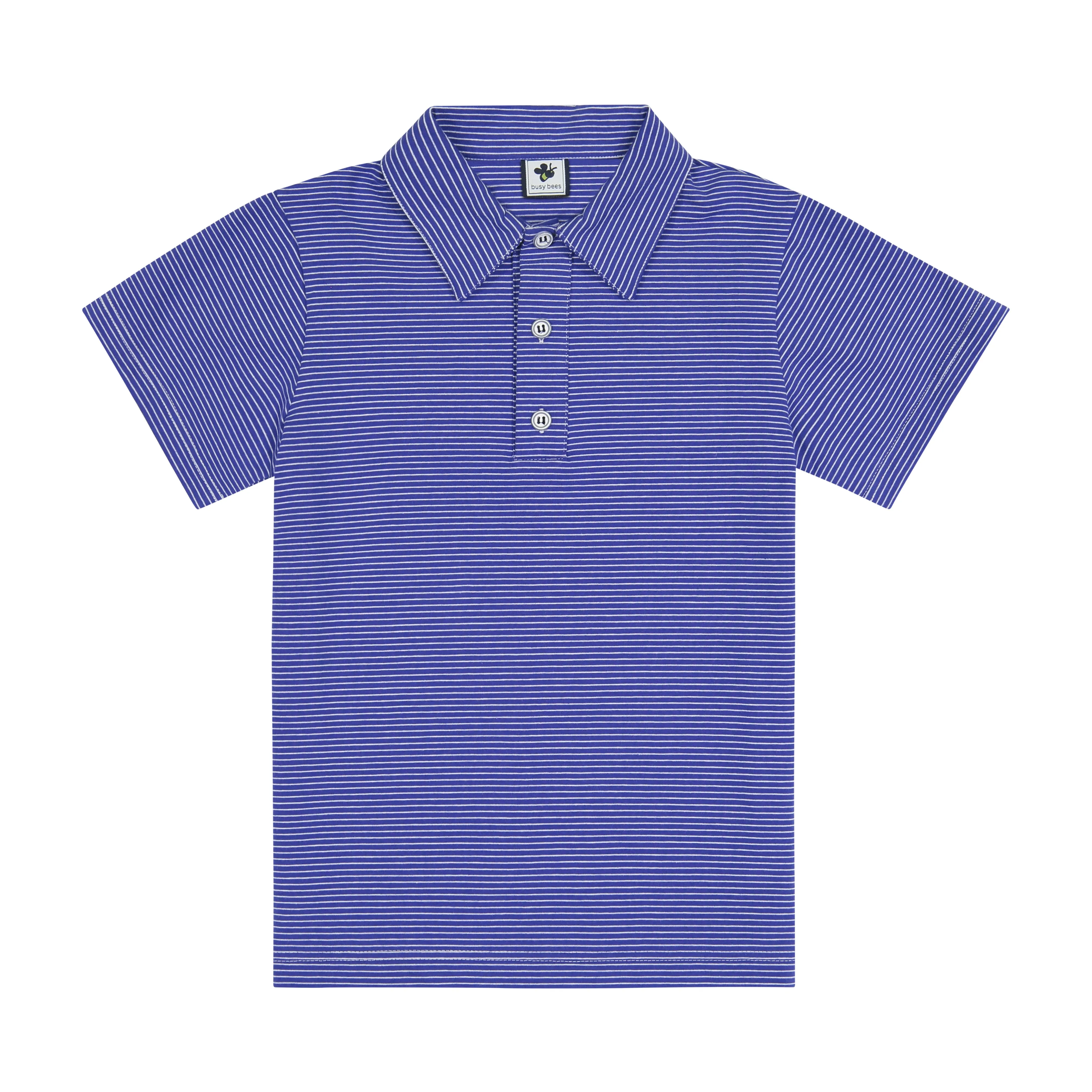 Boys Short Sleeve Polo Mini Royal Blue Stripe