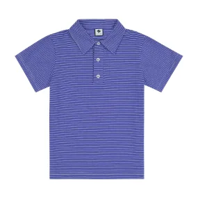 Boys Short Sleeve Polo Mini Royal Blue Stripe