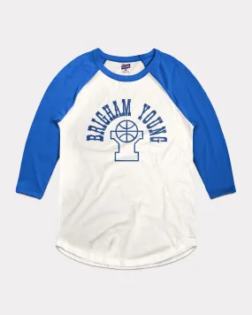 BYU Basketball White & Royal Raglan T-Shirt