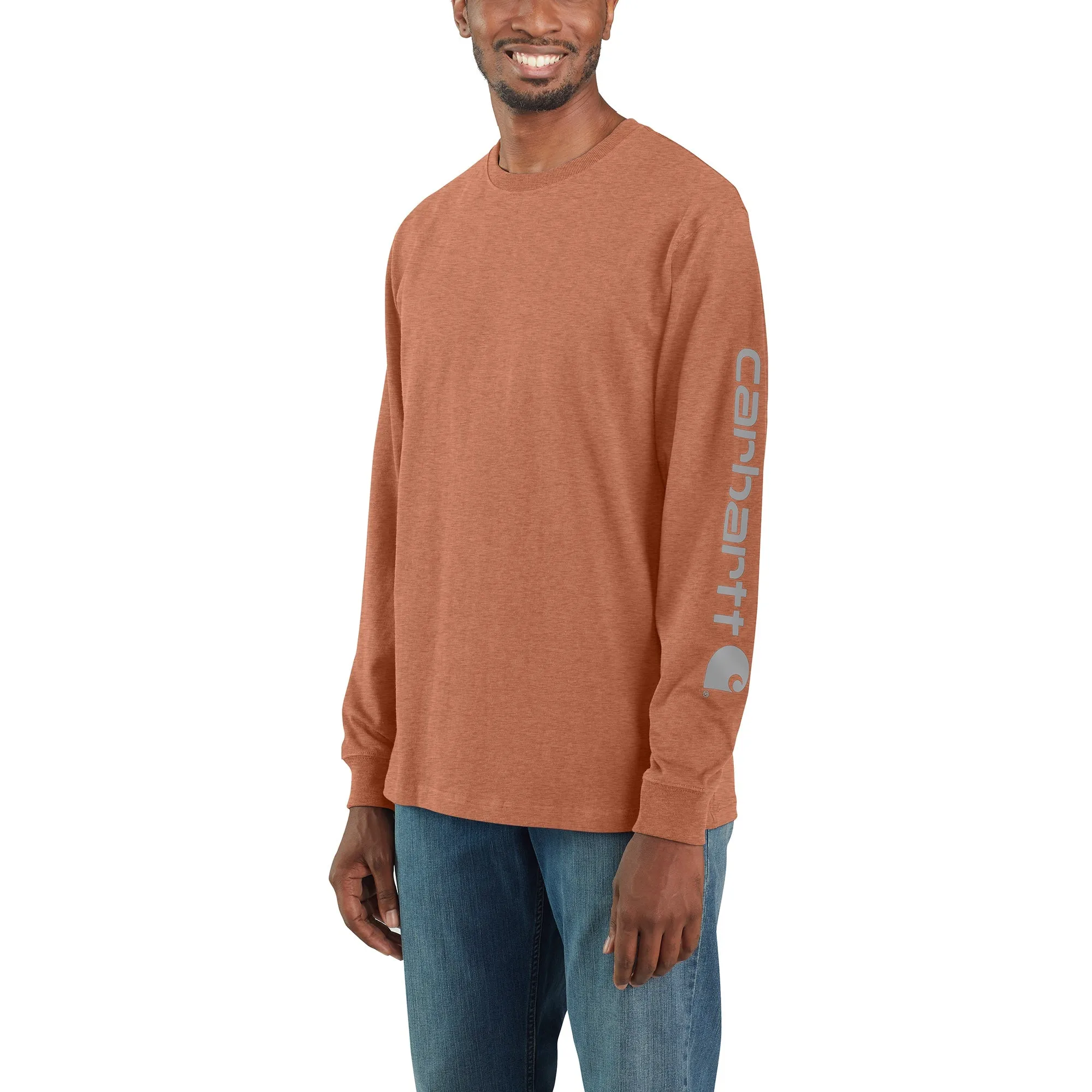 Carhartt Men's Signature Logo Long Sleeve T-Shirt_Ginger Heather