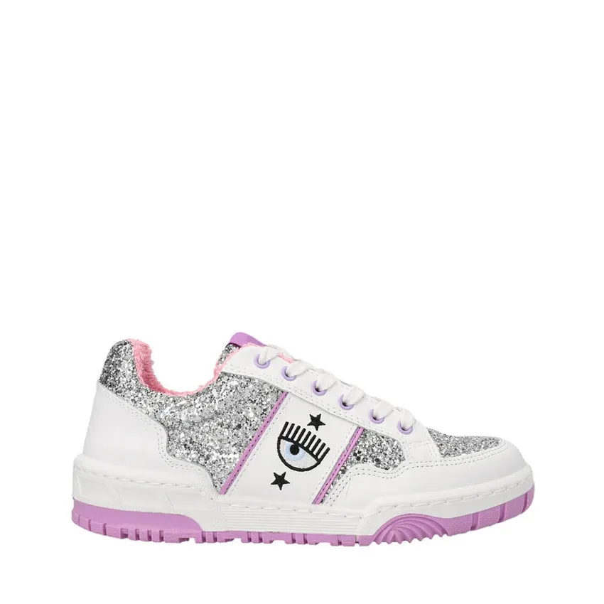 CHIARA FERRAGNI SNEAKERS CF3001 GLITTER ARGENTO-VIOLA