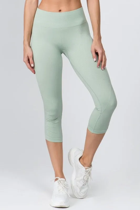 Cinched Ankle Active High Rise Seamless-Sage