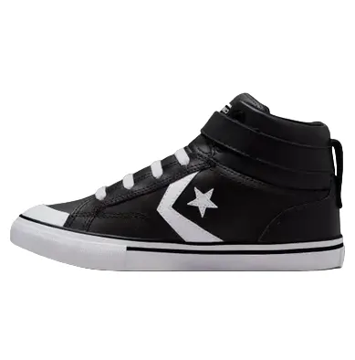 Converse high sneaker shoe with elastic lace and velcro for boys Pro Blaze A01072C black-white