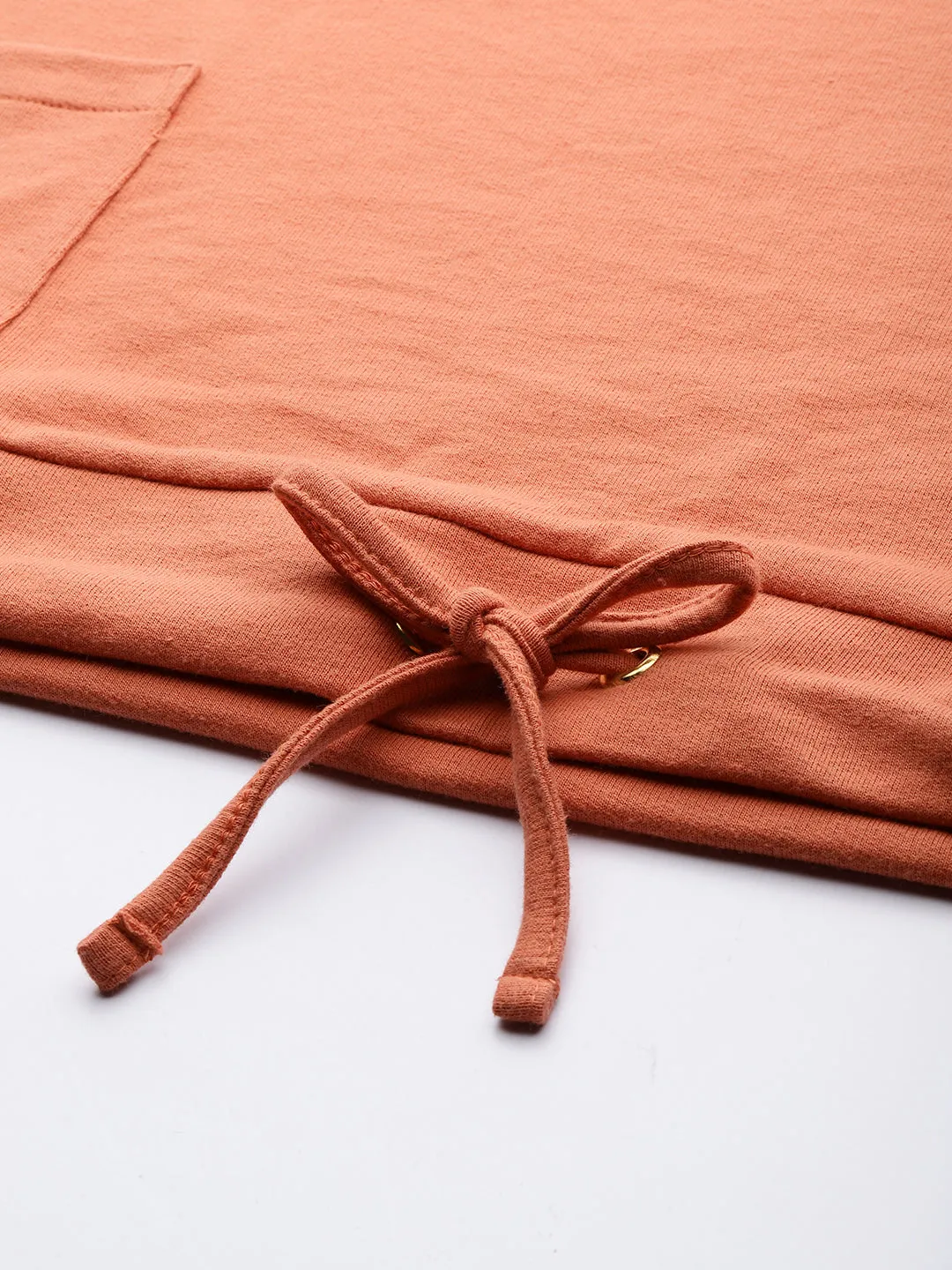 Coral Terry Pull Hem Terry Boxy Sweatshirt