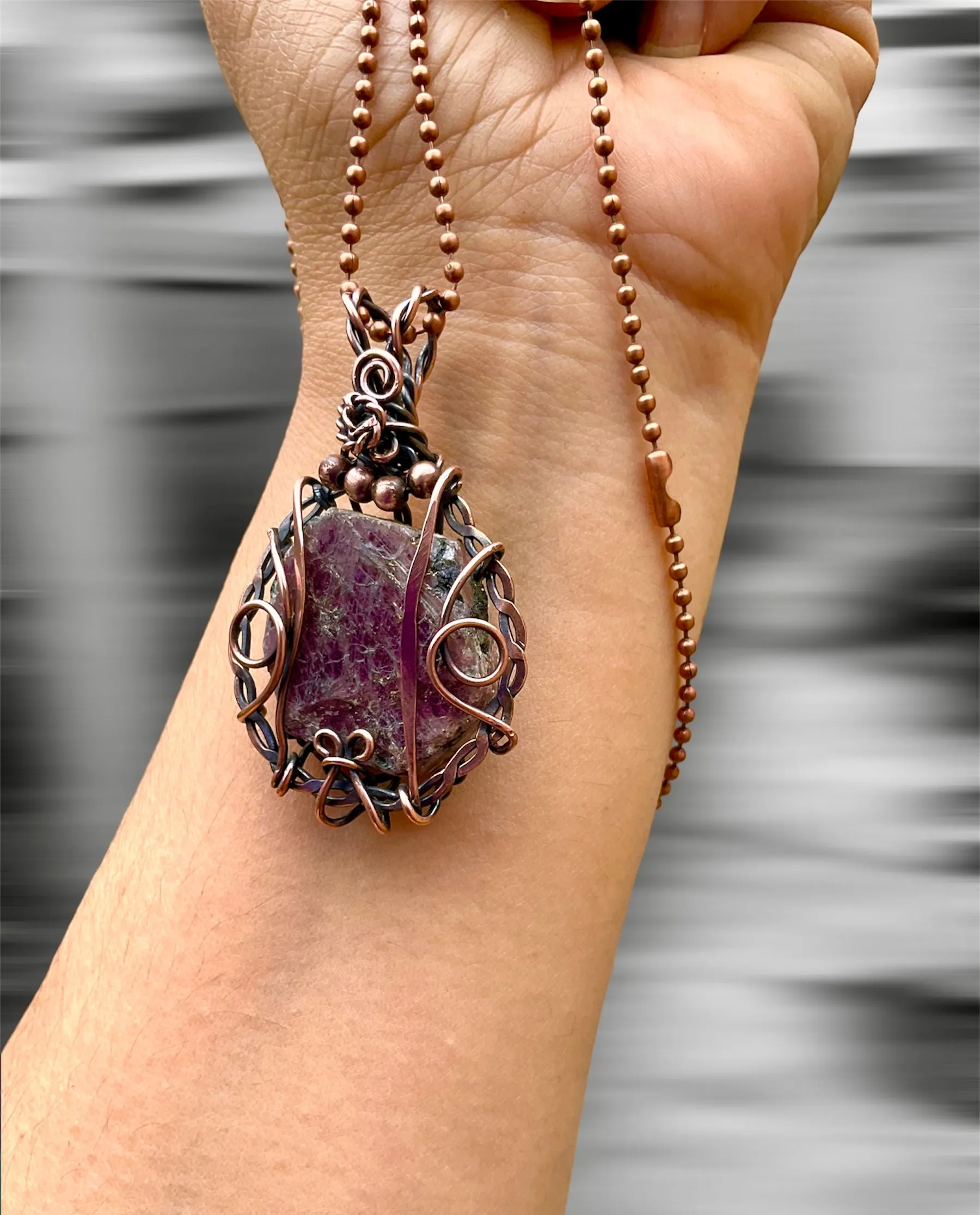 Corundum Rough Ruby Wire Wrapped Pendant