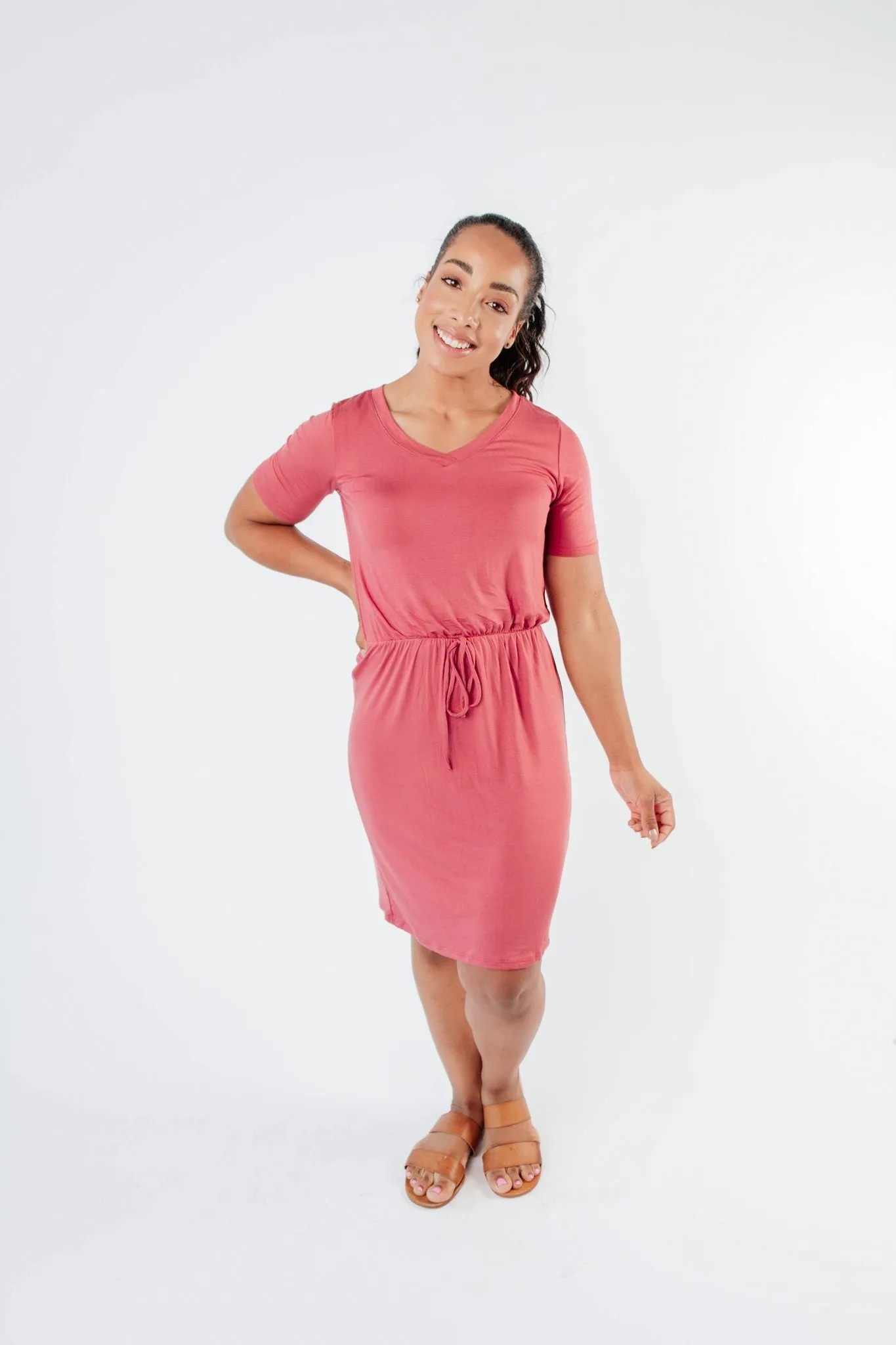 Cute Comfort Dress In Terracotta - On Hand