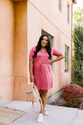 Cute Comfort Dress In Terracotta - On Hand