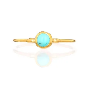 Dainty Raw Turquoise Ring in Yellow Gold