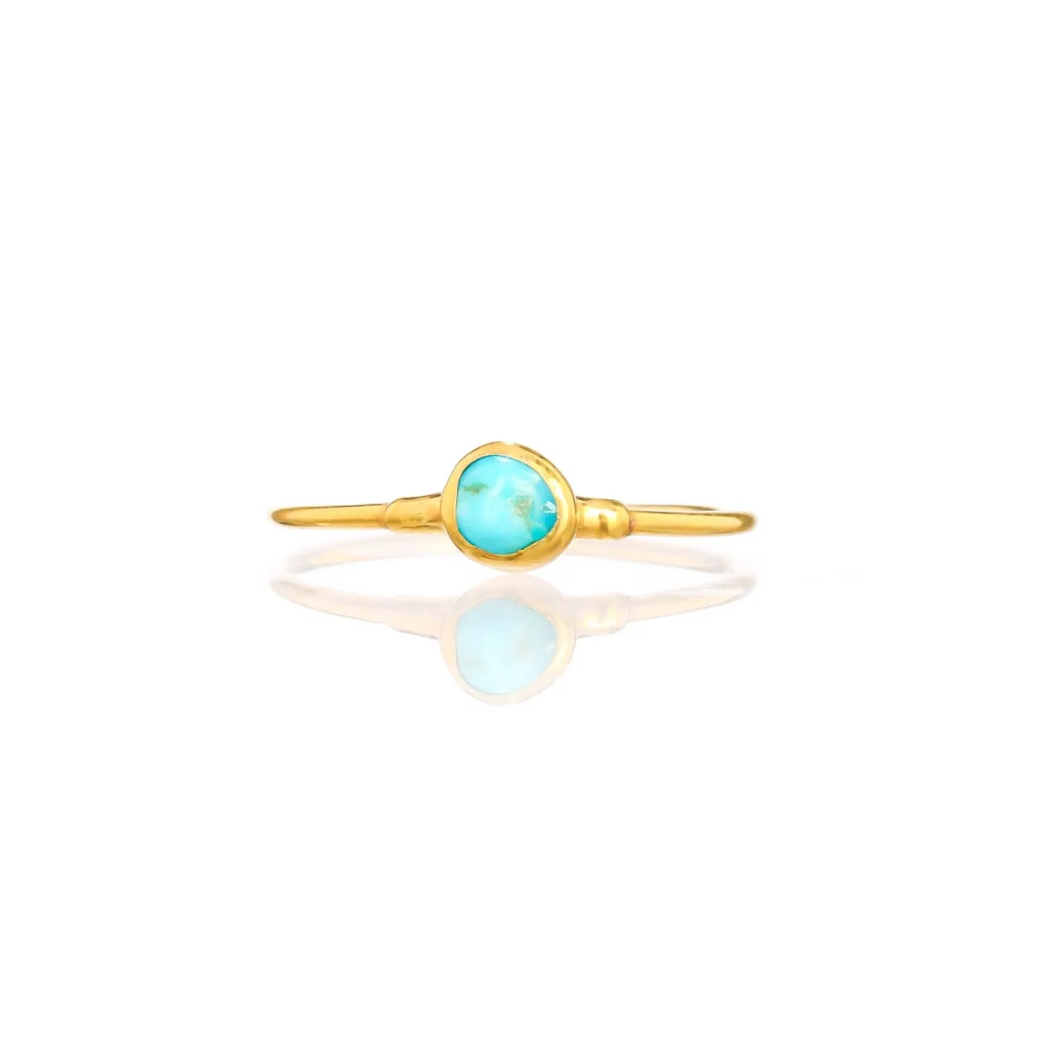 Dainty Raw Turquoise Ring in Yellow Gold